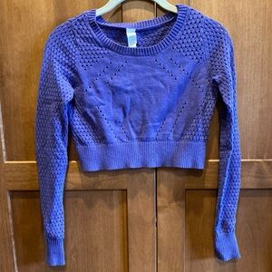 Ivivva by Lululemon Purple Cropped Crochet Sweater